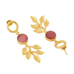 CELEBRAVO Brass-Plated Leaf Shaped Drop Earrings image 3