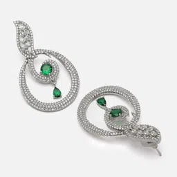 ZENEME Green Oval Drop Earrings image 3