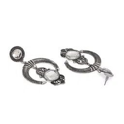 Rubans Silver-Toned Contemporary Drop Earrings image 3