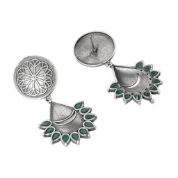 VENI Silver-Plated Contemporary Oxidised Drop Earrings image 3