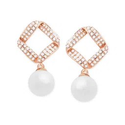 AMI Rose Gold & White Square Drop Earrings image 3