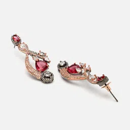 ZENEME Red Quirky Drop Earrings image 3