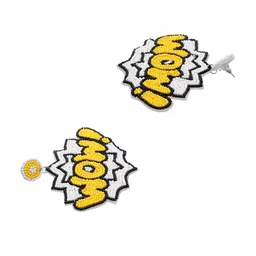 Crunchy Fashion Yellow & White Contemporary Drop Earrings image 3