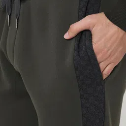 Sweet Dreams Men Olive & Black Colourblocked Cotton Tracksuits image 5