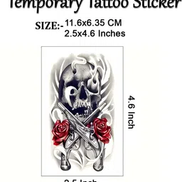 buzzhub Rose Skull Cruss Temporary Tattoo Waterproof Tattoo For Boys And Girls image 3