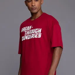 HRX by Hrithik Roshan Men Typography Printed Pure Cotton Oversized T-shirt image 3