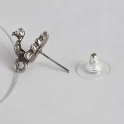 Krelin Women Silver-Plated Oxidised Circular Chandbalis Earrings image 4