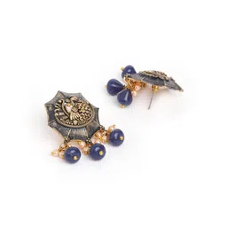 Anouk Gold-Toned Brass-Plated Floral Studs Earrings image 3