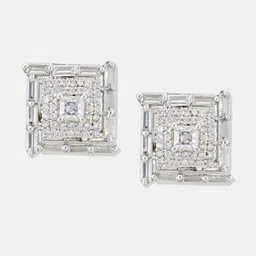 ATIBELLE Rhodium Plated Cubic Zirconia Contemporary Studs image 4