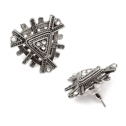KARATCART Silver-Plated Stone Studded Stud Earrings image 4