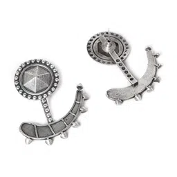 VENI Silver-Plated Contemporary Oxidised Drop Earrings image 3