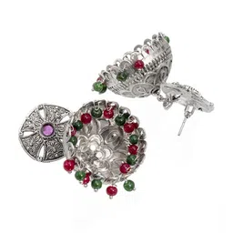 Shining Jewel - By Shivansh Silver-Plated Artificial Stones and BeadsContemporary Jhumkas image 3