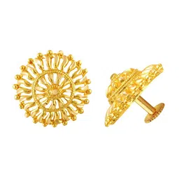 MEENAZ Set Of 3 Gold-Plated Circular Studs Earrings image 2