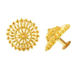 MEENAZ Set of 2 Gold-Plated Circular Studs Earrings image 3