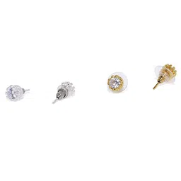 OOMPH Gold & Silver-Toned Circular Studs Earrings image 3