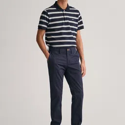 GANT Men Slim Fit Mid-Rise Pure Cotton Trousers image 3