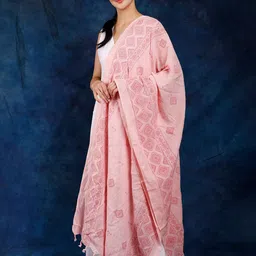 Exotic India Rose Shadow Pure Cotton Printed Motifs Dupatta image 5