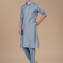 Anouk Embroidered Regular Sequinned Kurta with Pyjamas image 3