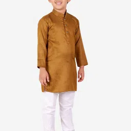 Pro-Ethic STYLE DEVELOPER Boys Olive Green & White Kurta with Pyjamas image 4