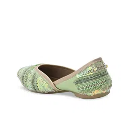 Jove Women Green Printed Ethnic Mules Flats image 5
