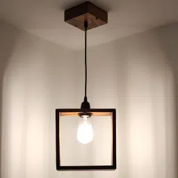 Quattro Brown Solid Wood Single Hanging Light by Symplify image 4