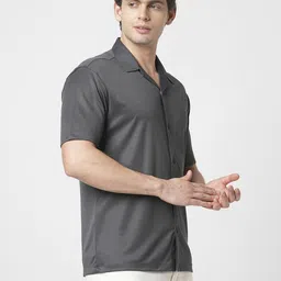 voroxy Men Regular Fit Solid Lapel Collar Casual Shirt image 5