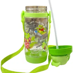 npe Water Bottle with Straw & Strap for Kids Anti Leak Water Bottle for Boys & Girls 400 ml Water Bottle image 3