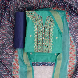 tavas Unstitched Chanderi Salwar Suit Material Embroidered image 2
