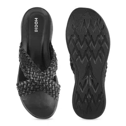 Mochi Women Black Open Toe Flats image 5