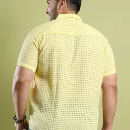 Instafab Plus Men Yellow Classic Opaque Casual Shirt image 5