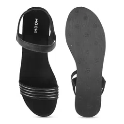 Mochi Women Black Striped Open Toe Synthetic Wedge image 3