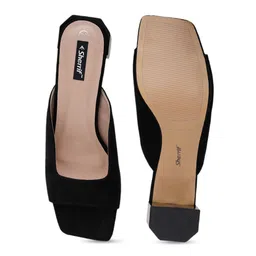 Sherrif Shoes Black Colourblocked Party Block Mules with Buckles image 3