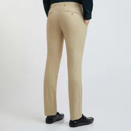 raymond Men Slim Fit Beige Polyester Trousers image 4