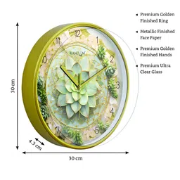 RANDOM Green & Gold-Toned Printed Contemporary Wall Clock image 4