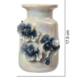Aura Cream Coloured & Black Textured Cylinderical Shaped Ceramic Flower Vase image 4
