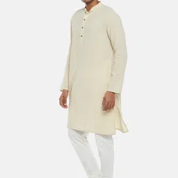 indus route by Pantaloons Men Beige Woven Design Kurta image 4