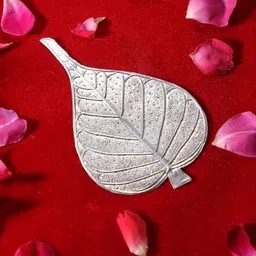 dhruvs collection 925 Silver Pipal Patra-Peepal Leaf for Vishnu ji Pooja&Mandir Decoration Purpose Decorative Showpiece - 4 cm image 3