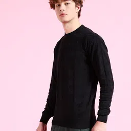 the indian garage co. Men Solid Crew Neck Black Sweater image 3