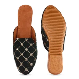 Apratim Women Embellished Round Toe Slip On Mules image 2