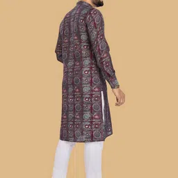 BAESD Geometric Dyed Mandarin Collar Straight Kurta image 5