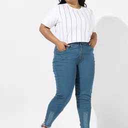 Instafab Plus Plus Size Women Jean Skinny Fit Mildly Distressed Stretchable Jeans image 5