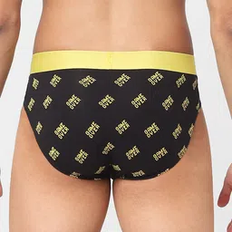 Jack & Jones Men Black & Yellow Pack Of 2 Printed Cotton Basic Briefs image 3