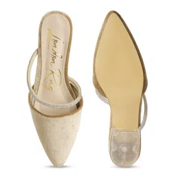 London Rag Women Khaki Embellished Mules Flats image 5