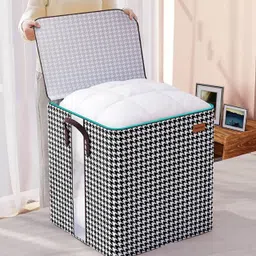 chestasales Cotton Capacity Zipper Dust proof Portable Handle Organizer Bag for Clothes Storage Basket-picture-21