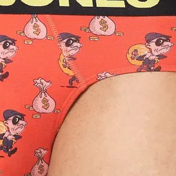 Jack & Jones Men Orange Printed Cotton Basic Briefs image 3