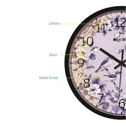 OLIVE TREE Black & Purple Printed Round Shaped Contemporary Analogue Wall Clock image 4