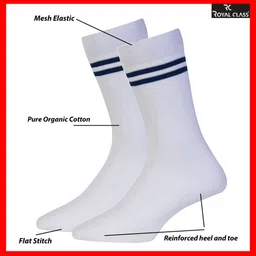RC. ROYAL CLASS Kids Pack Of 4 White Striped Calf-Length Socks image 3