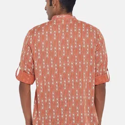 indus route by Pantaloons Men Rust Ethnic Motifs Printed Kurta image 5