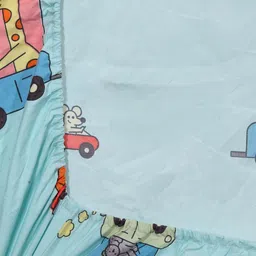 Arrabi Blue & Pink Cartoon Characters 300 TC Single Bedsheet with 1 Pillow Covers image 3