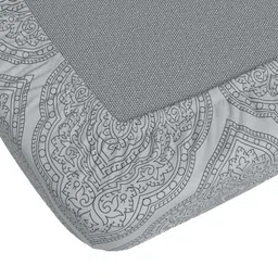 Dreamscape Grey & Black Ethnic Motifs 140 TC Fitted King  Bedsheet with 2 Pillow Covers image 2